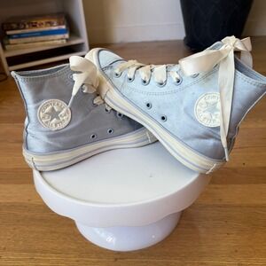 Converse Chuck Taylor All Star High Top Satin Light Blue Ribbon Laces A10280F 6